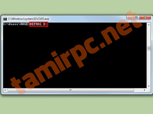 اجرای دستور Defragment با خط فرمان عملیات Defragment با cmd
