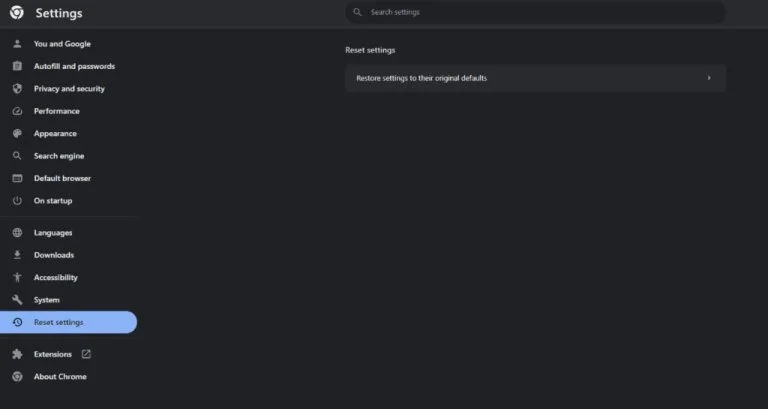 بازگرداندن کروم به تنظیمات کارخانه