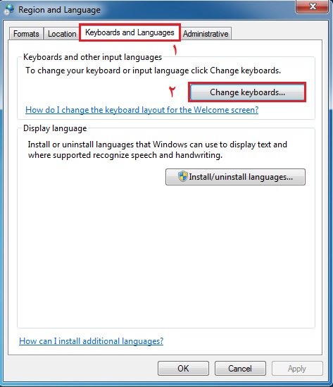 اضافه کردن زبان فارسی به ویندوز 7 برای اضافه کردن زبان فارسی به کنترل پنل مراجعه کنید