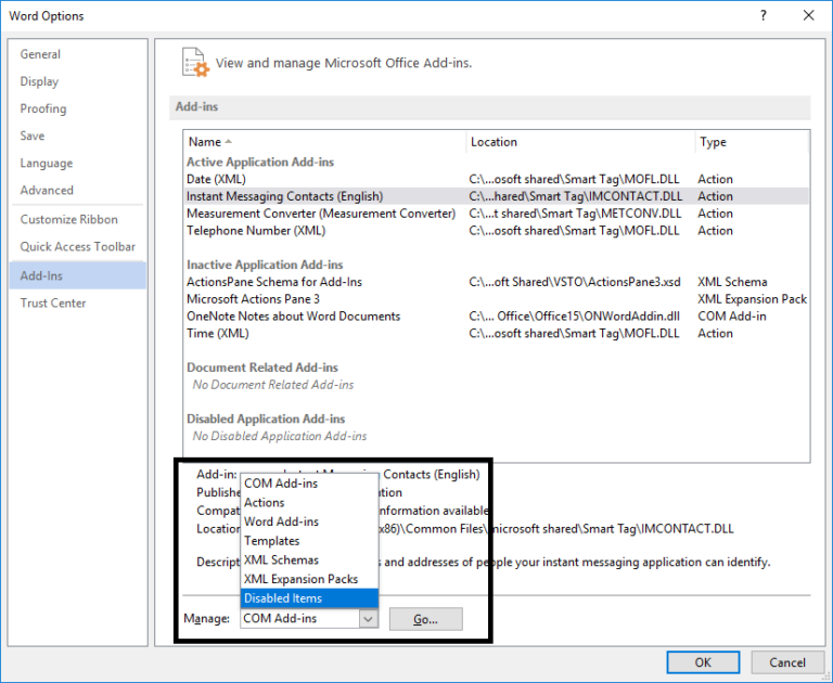 دلیل غیرفعال شدن ورد